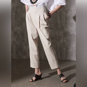 Natori Cotton Chino High Waisted Pleated Pants NWT